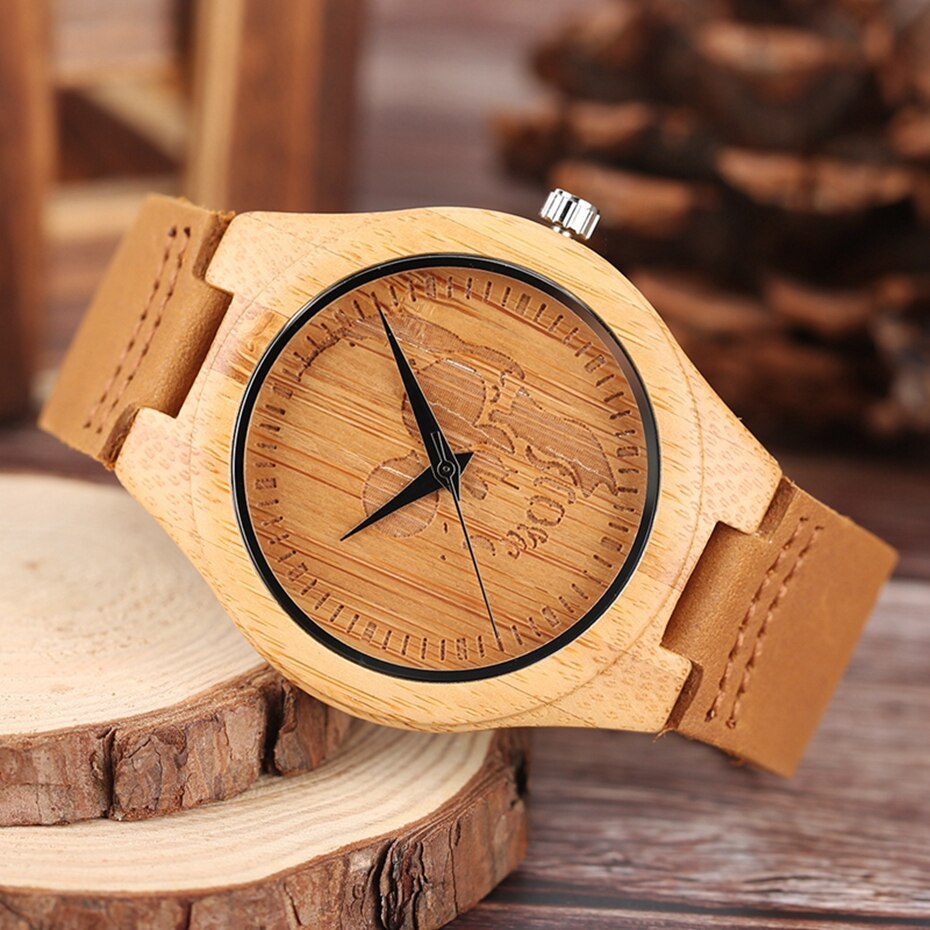 Reloj gótico con diseño de calavera de madera, Reloj de pulsera de cuarzo con 100% Original de madera y bambú, Reloj informal deportivo de piel auténtica para hombre, Reloj de madera