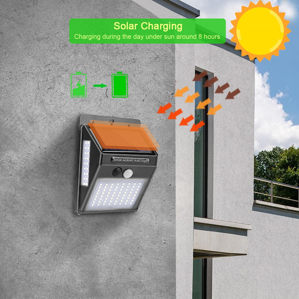 Lámpara solar LED para exteriores con sensor de movimiento, luz de pared resistente al agua, decoración de jardín