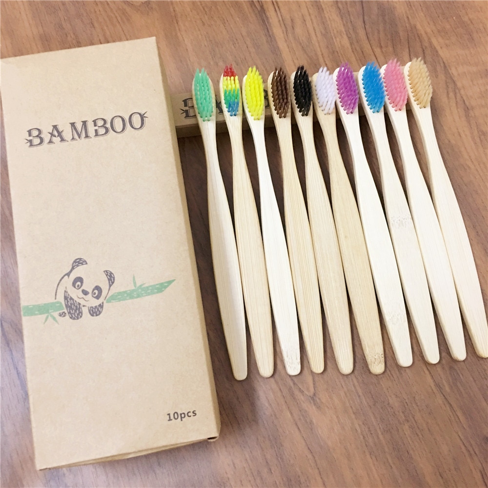 Cepillo de dientes ecológico de bambú, cepillo biodegradable.